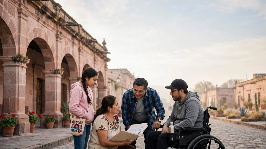 Familia en Zacatecas revisa documentos para inscribirse a la Pensión para Personas con Discapacidad 2026