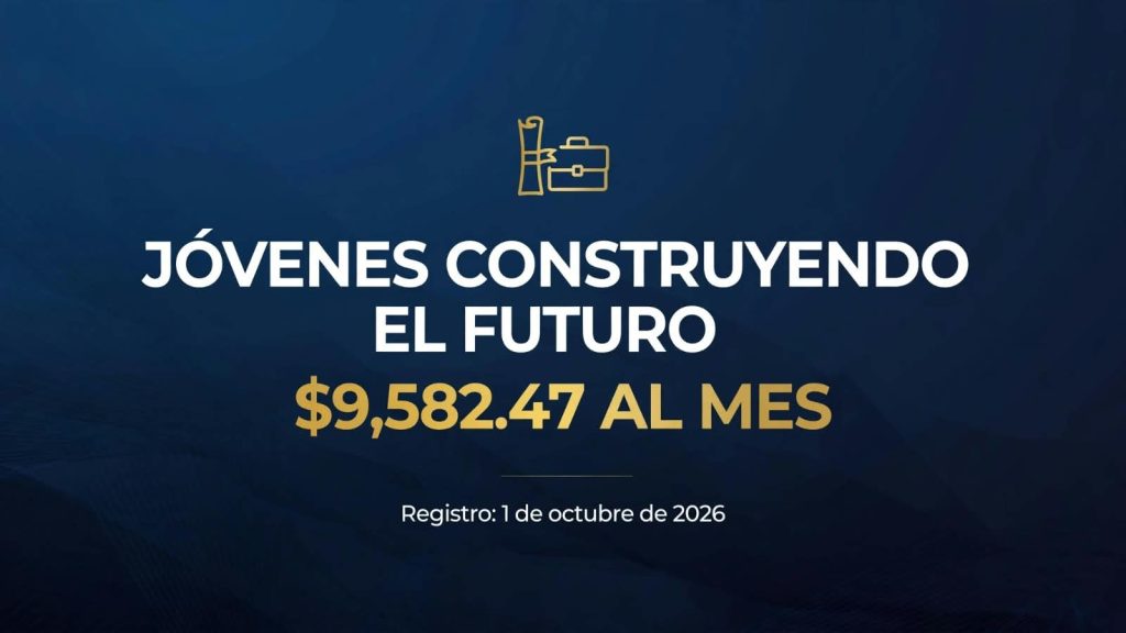 Jóvenes Construyendo el Futuro Zacatecas: beca de $9,582.47 al mes y fecha de vinculación el 1 de octubre de 2026