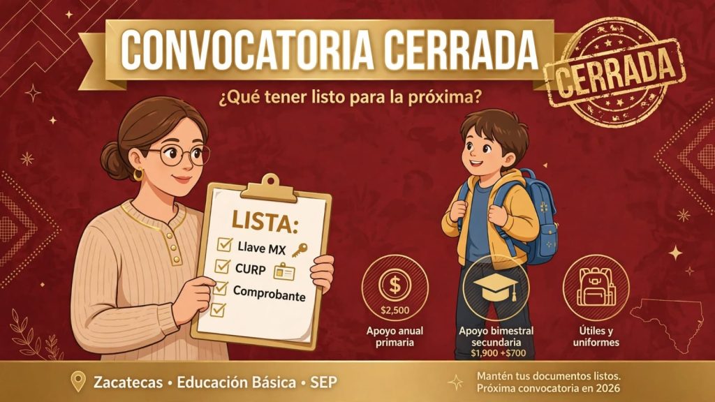Beca Rita Cetina convocatoria cerrada Zacatecas: qué tener listo para la próxima