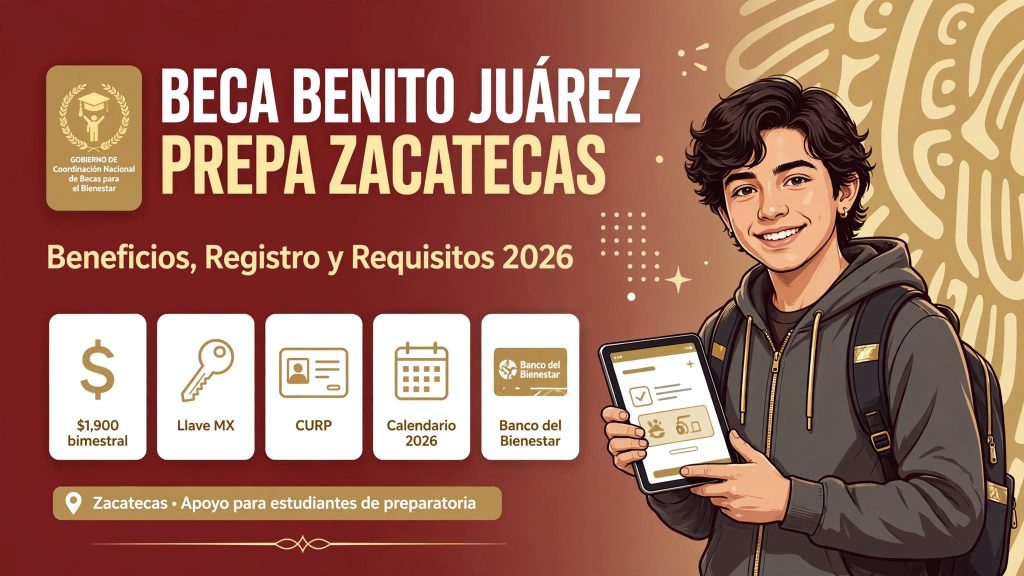 Beca Benito Juárez Prepa Zacatecas: beneficios, registro y requisitos 2026